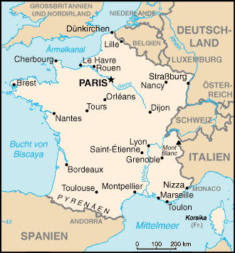 Auswandern Frankreich Karte